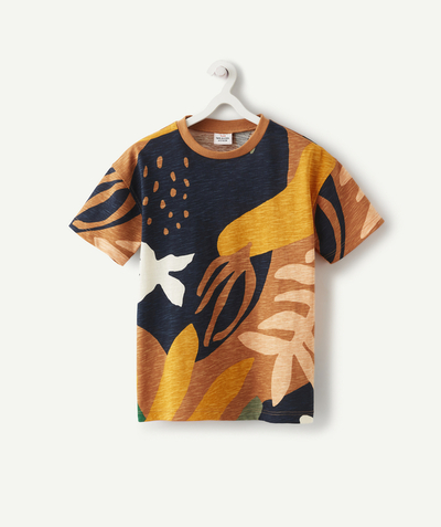 T-shirt Tao Categories - BOYS' ORGANIC COTTON T-SHIRT WITH A LEAF PRINT