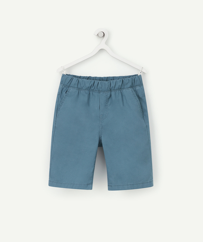 Boy Nouvelle Arbo   C - BOYS' STRAIGHT BERMUDA SHORTS IN TEAL BLUE COTTON