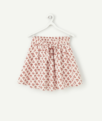 Girl Tao Categories - GIRLS' SKIRT IN PALE PINK COTTON WITH A FLORAL PRINT