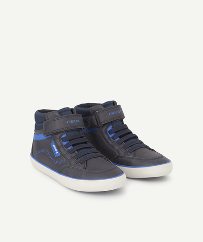 Shoes, booties Nouvelle Arbo   C - BOYS' GREY AND BLUE HIGH-TOP TRAINERS WITH HOOK AND LOOP FASTENINGS AND LACES