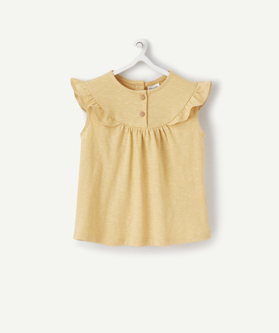 Baby girl Nouvelle Arbo   C - BABY GIRLS' YELLOW ORGANIC COTTON T-SHIRT WITH RUFFLES