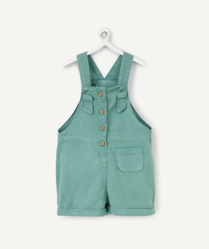 Jumpsuits - Dungarees Tao Categories - BABY GIRLS' GREEN DUNGAREES IN ECO-FRIENDLY VISCOSE