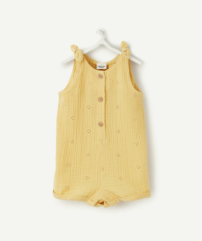 Jumpsuits - Dungarees Nouvelle Arbo   C - GIRLS' YELLOW COTTON PLAYSUIT WITH OPENWORK DETAILS