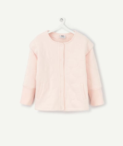 Baby girl Tao Categories - GIRLS' PINK EVOLVING CARDIGAN IN RECYCLED FIBRES
