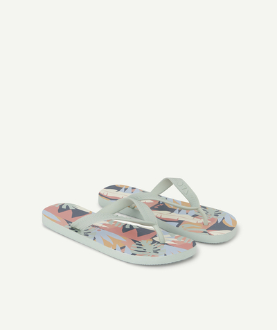 Shoes, booties Nouvelle Arbo   C - BOYS' FLIP-FLOPS SEA GREEN WITH A FOLIAGE PRINT