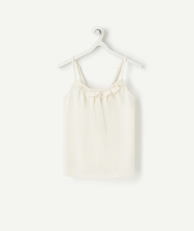 ECODESIGN Tao Categories - GIRLS' WHITE STRAPPY T-SHIRT IN RECYCLED FIBERS