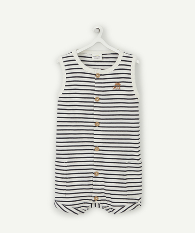 Baby boy Nouvelle Arbo   C - BABY BOYS' SAILOR PLAYSUIT IN RECYCLED FIBERS WITH EMBROIDERY