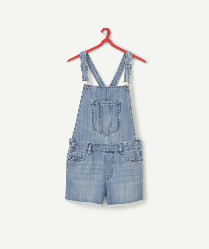 Dress - Jumpsuit Tao Categories - GIRLS DUNGAREES IN LOW ENVIRONMENTAL IMPACT DENIM WITH EMBROIDERED FLOWERS