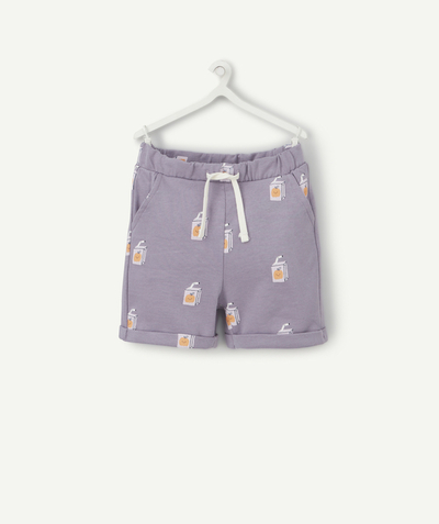 Shorts - Bermuda shorts Nouvelle Arbo   C - BABY BOYS' STRAIGHT BERMUDA SHORTS IN MAUVE RECYCLED FIBERS WITH FUN MOTIFS