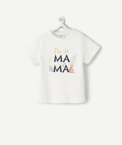 Baby boy Nouvelle Arbo   C - BABY BOYS' WHITE T-SHIRT IN RECYCLED FIBERS WITH A MAGIC MAMA PRINT