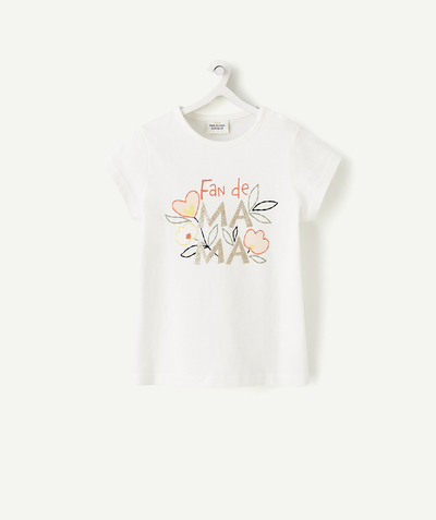 ECODESIGN Nouvelle Arbo   C - BABY GIRLS' WHITE RECYCLED FIBERS T-SHIRT WITH A MAGIC MUM PRINT