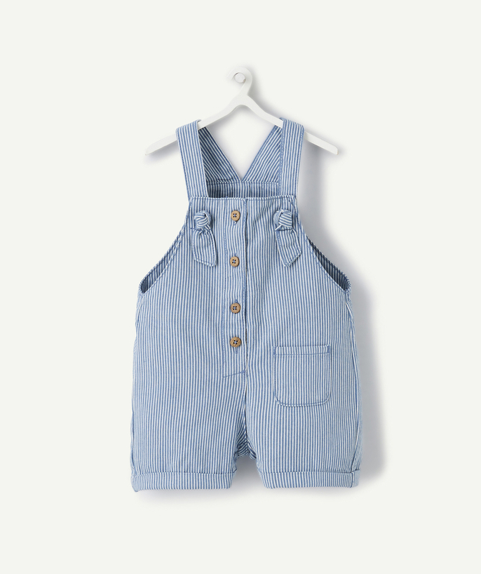 Jumpsuits - Dungarees Tao Categories - BABY GIRLS' BLUE STRIPED DUNGAREES