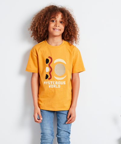Outlet Nouvelle Arbo   C - BOYS' T-SHIRT IN MUSTARD YELLOW RECYCLED FIBERS WITH A MESSAGE