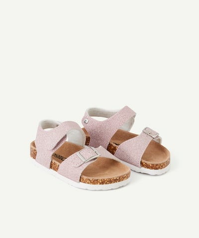 Baby girl Nouvelle Arbo   C - PINK SEQUINNED SANDALS WITH A HOOK AND LOOP FASTENING AND A BUCKLE