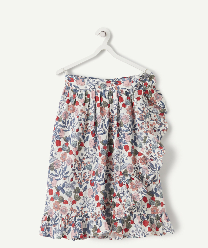 Outlet Tao Categories - GIRLS' FLOWER-PATTERNED COTTON SKIRT WITH FRILLS