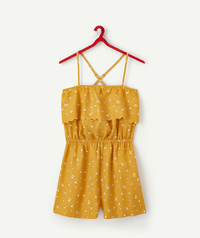 Private sales Tao Categories - GIRLS' MUSTARD PLAYSUIT IN ECO-FRIENDLY VISCOSE WITH A FLORAL PRINT