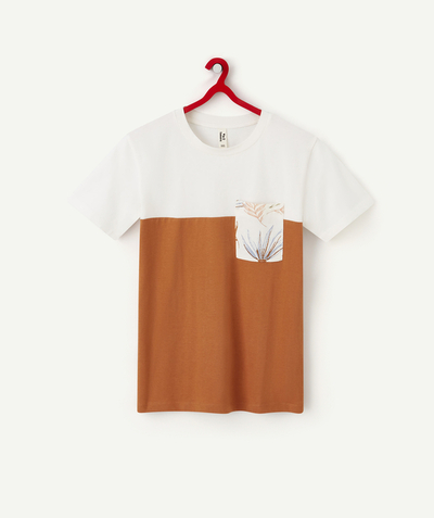 Outlet Nouvelle Arbo   C - BOYS' TWO-TONE ORGANIC COTTON T SHIRT WITH A PRINTED POCKET