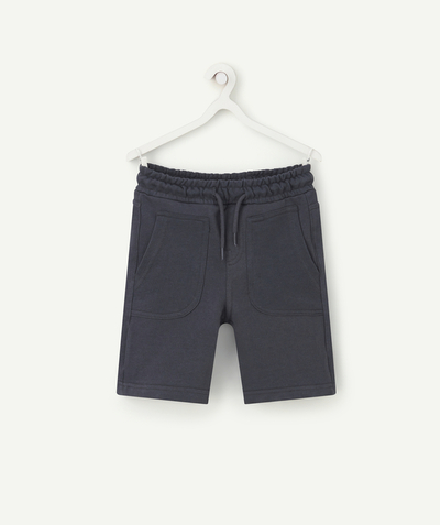 Boy Nouvelle Arbo   C - BOYS' BLUE-GREY BERMUDA SHORTS IN RECYCLED FIBERS