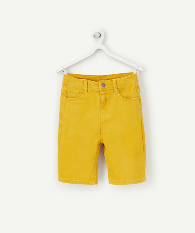 Boy Nouvelle Arbo   C - BOYS' SLIM YELLOW BLUE BERMUDA SHORTS IN RECYCLED FIBRES