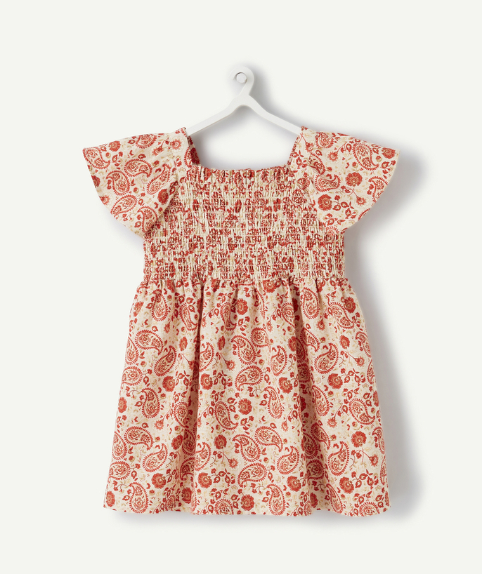 Dress Tao Categories - BABIES' COTTON DRESS WITH A RED PAISLEY PRINT