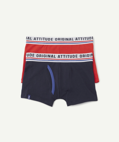 Underwear Nouvelle Arbo   C - PACK OF TWO PAIRS OF RETRO STYLE BOXERS FOR BOYS, BLUE AND RED