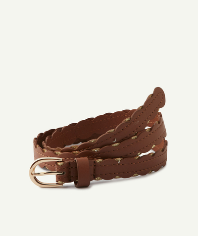 Accessories Nouvelle Arbo   C - GIRLS' BROWN IMITATION LEATHER BELT WITH GOLD COLOR DETAILS
