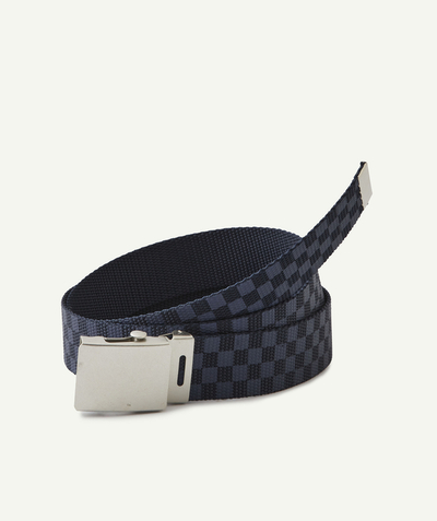 Acessories Nouvelle Arbo   C - BOYS' NAVY BLUE CHEQUERBOARD BELT WITH A METAL FASTENER