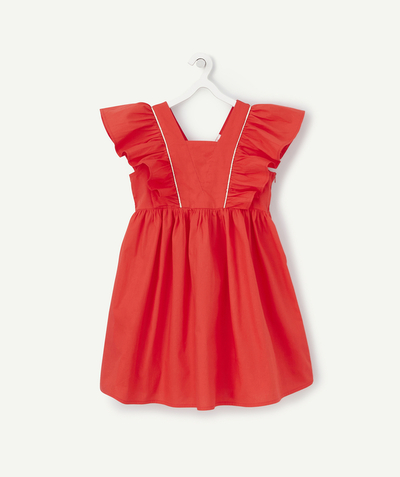 Dress Tao Categories - GIRLS' RED COTTON DRESS WITH RUFFLES