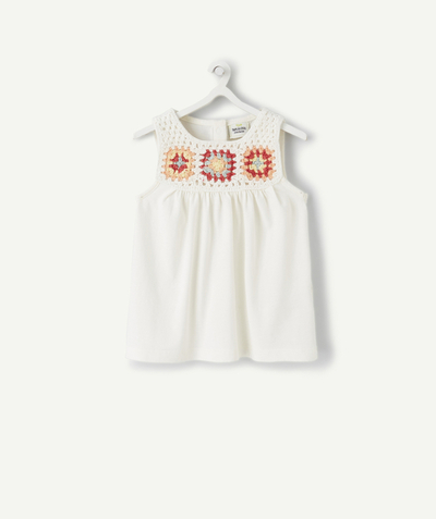 Baby girl Nouvelle Arbo   C - BABY GIRLS' WHITE T-SHIRT WITH CROCHET DETAILS