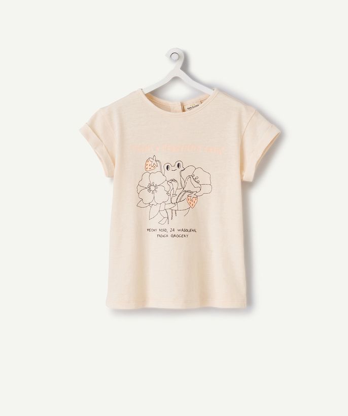 Clothing Tao Categories - BABY GIRLS' ORANGE VEGETABLE DYED T-SHIRT WITH A FUN DESIGN