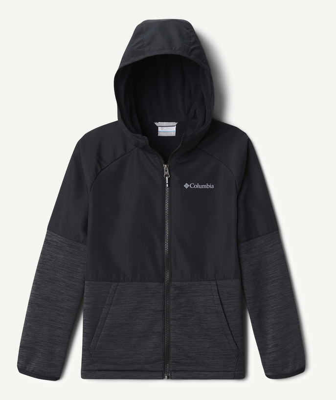 Pullover - Cardigan Tao Categories - BOYS' BLACK OUT-SHIELD DRY FLEECE JACKET WITH A ZIP