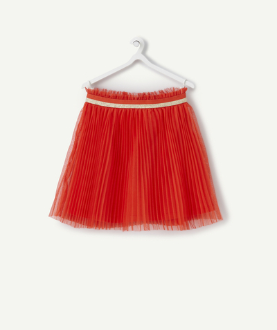 Shorts - Skirt Tao Categories - BABY GIRLS' SHORT RED SKIRT IN PLEATED TULLE
