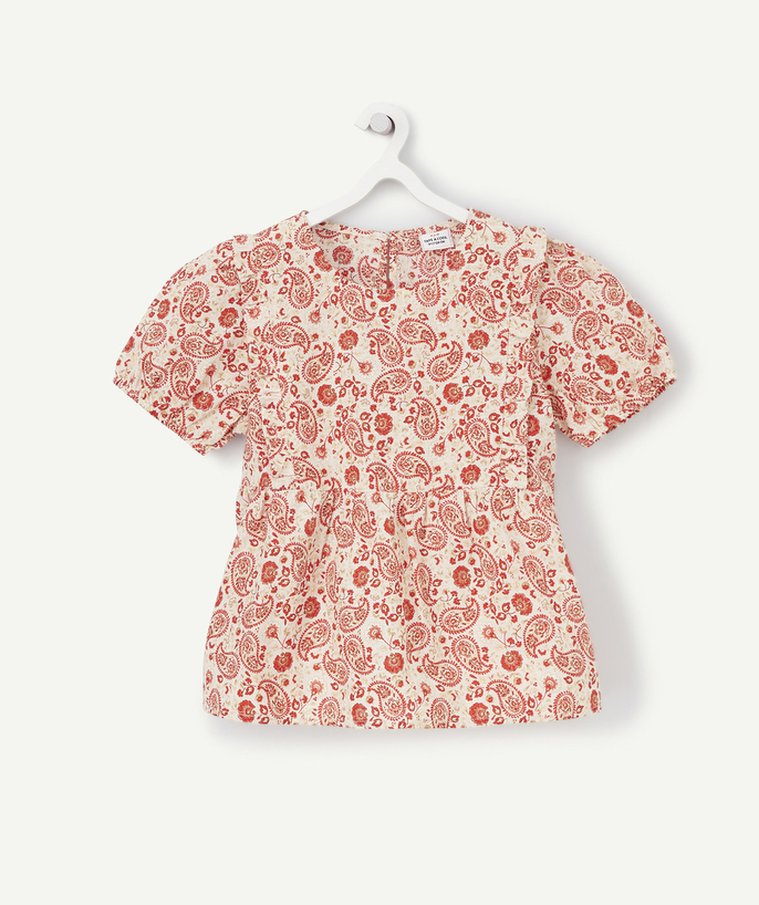 Shirt - Blouse Tao Categories - GIRLS' COTTON BLOUSE WITH A RED PAISLEY PRINT