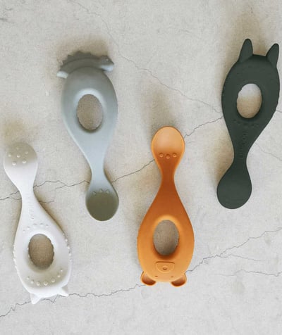 Meals Tao Categories - BLUE MIX SILICONE SPOONS WITH SMALL EARS