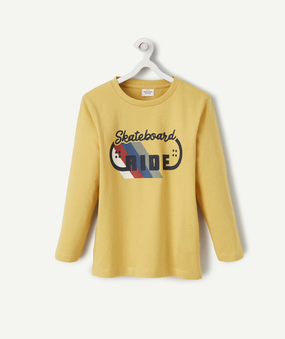 T-shirt Nouvelle Arbo   C - BOYS' YELLOW SKATEBOARD THEME ORGANIC COTTON T-SHIRT