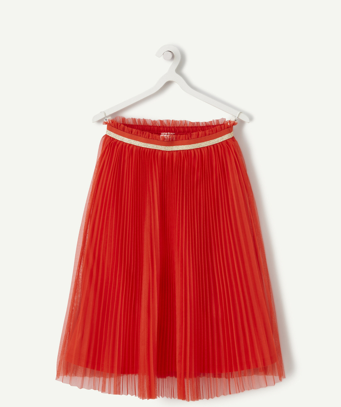 Shorts - Skirt Tao Categories - GIRLS' LONG RED PLEATED TULLE SKIRT
