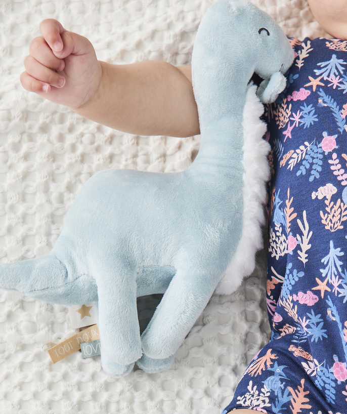 All accessories Tao Categories - BABIES' BLUE DINOSAUR CUDDLY TOY WITH RECYCLED STUFFING