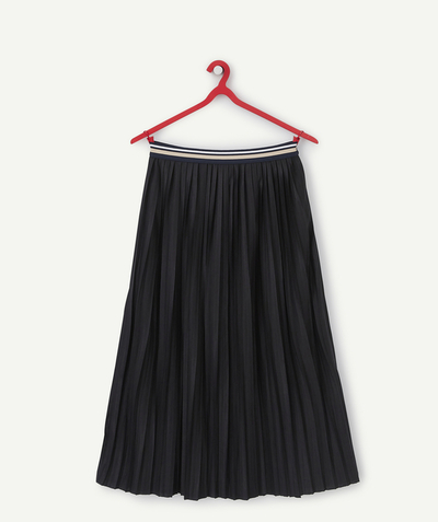 Girl Nouvelle Arbo   C - GIRLS' BLACK PLEATED LONG SKIRT WITH AN ELASTICATED WAISTBAND