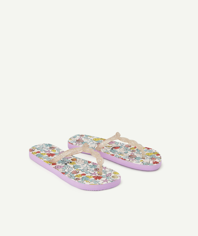 Flip-flops Tao Categories - GIRLS' FLIP-FLOPS WITH SPARKLING TWISTED STRAPS AND PRINTED SOLES