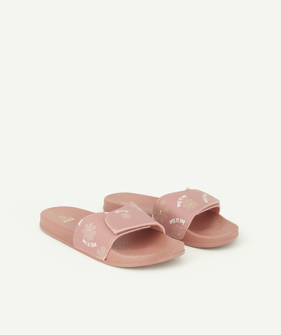 Teen girls Tao Categories - GIRLS' PINK SLIDES WITH FLORAL STRIPES