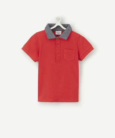 New collection Nouvelle Arbo   C - BABY BOYS' RED POLO SHIRT WITH A DOUBLE COLLAR