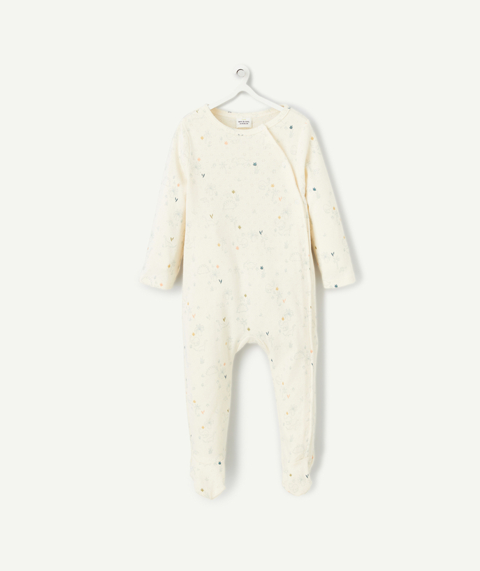 Essentials : 50% off 2nd item* Tao Categories - CREAM RECYCLED FIBRE SLEEPSUIT WITH PRINTED MOTIFS