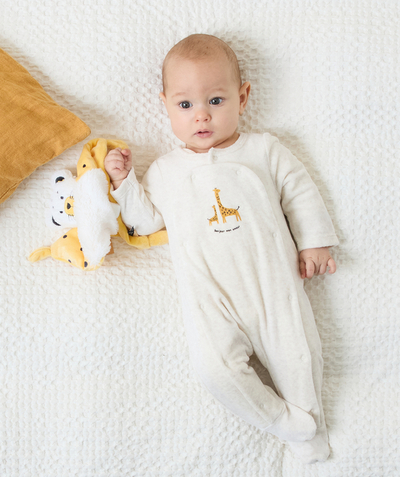 New collection Tao Categories - BABIES' BEIGE SLEEPSUIT IN VELVET AND RECYCLED FIBRES