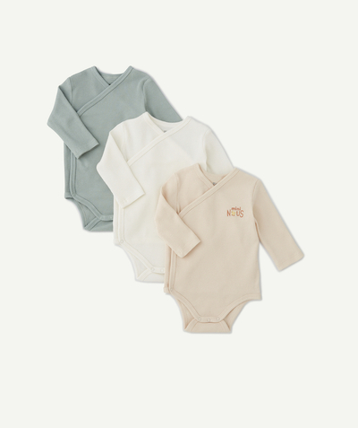 Private sales Tao Categories - SET OF THREE WAFFLED ORGANIC COTTON WRAPOVER MINI NOUS BODYSUITS