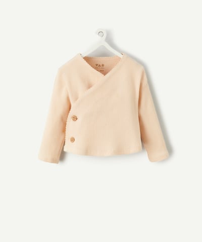 New collection Nouvelle Arbo   C - BABIES' POWDER PINK RIBBED WRAPOVER TOP