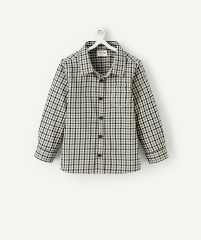 Shirt and polo Tao Categories - BABY BOYS' BLUE AND GREEN CHECKED SHIRT