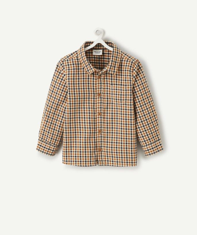 Clothing Tao Categories - BABY BOYS' BLUE AND CAMEL CHECKED SHIRT