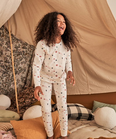 Back to school collection Nouvelle Arbo   C - GIRLS' WHITE STAR-THEMED ORGANIC COTTON PYJAMAS
