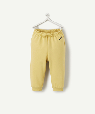 ECODESIGN Nouvelle Arbo   C - BABY BOYS' YELLOW RECYCLED FIBRE JOGGERS WITH SLOGAN