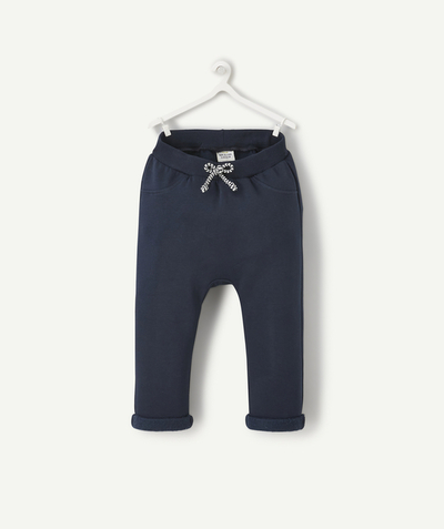 New collection Nouvelle Arbo   C - BABY BOYS' NAVY RECYCLED FIBRE HAREM PANTS